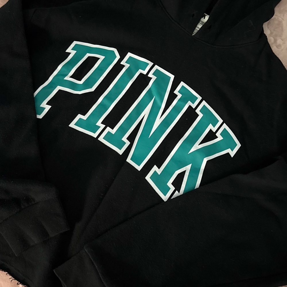 Victoria's Secret Black Sweater with Teal PINK Logo